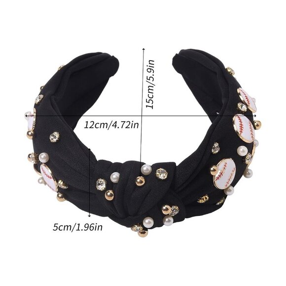 Baseball Headband Women Rhinestone Pearls 2-Pack Sport Accessories main image 4